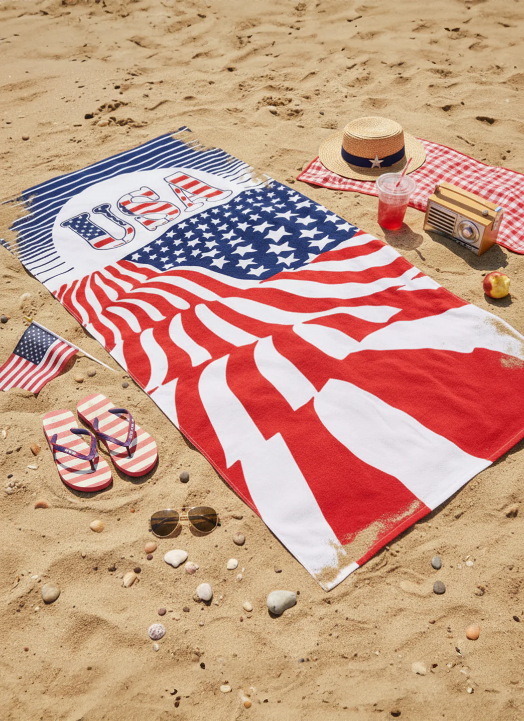 A to Z Towels Usa Sun & Flag Beach Towel 30”X 60” - Image 3