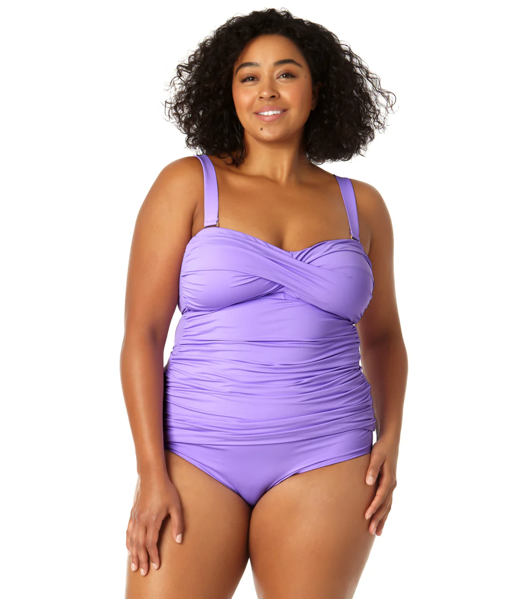 Anne Cole Plus Size Live In Color Bandeau Twist Front Tankini Top - Image 4