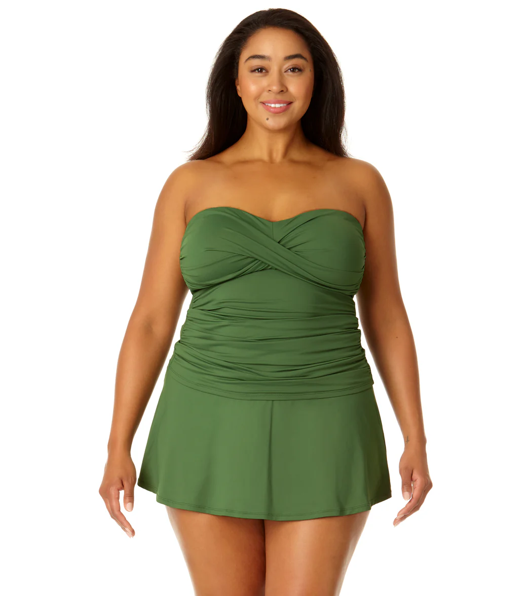 Anne Cole Plus Size Live In Color Bandeau Twist Front Tankini Top - Image 7
