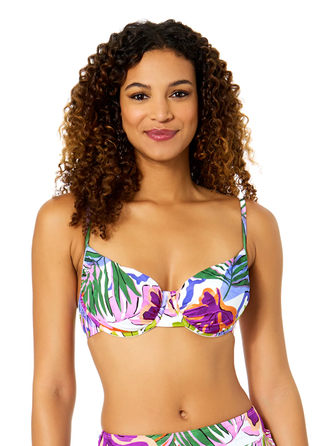 Anne Cole Women's Mod Tropical Shirred Underwire Bikini Top - Image 3