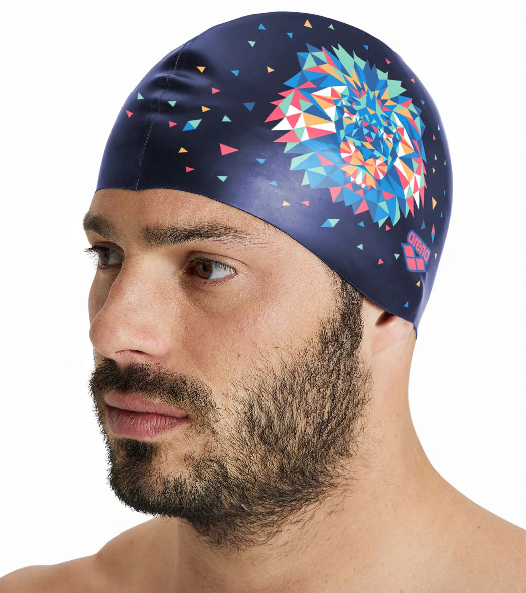 Arena Drew Kibler Geometric Lions Flat Silicone Swim Cap - Image 3