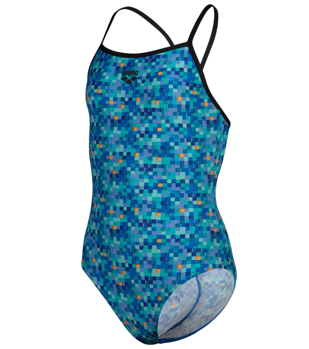 Arena Girls' Pooltiles Printed Lightdrop Back One Piece Swimsuit (Little Kid, Big Kid) - Image 2