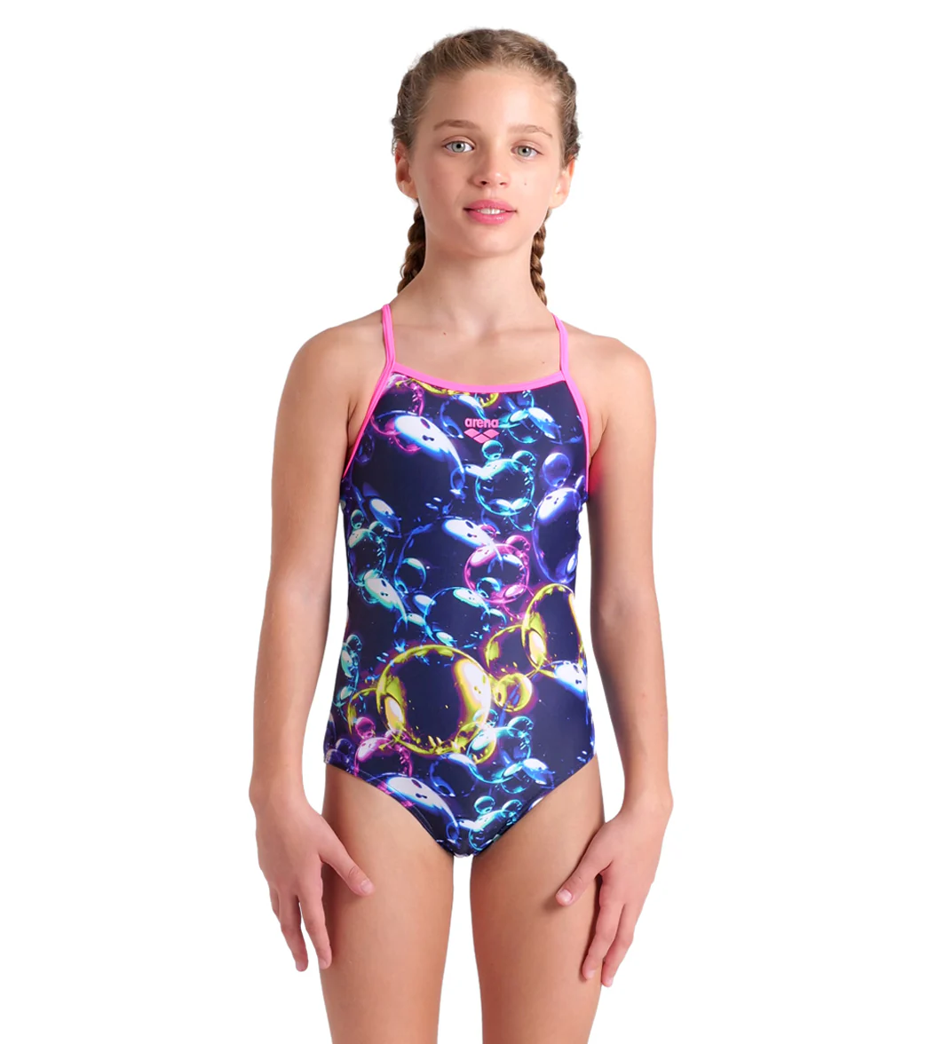 Arena Girls' Soap Bubbles Light Drop Back One Piece Swimsuit (Little Kid, Big Kid) - Image 15