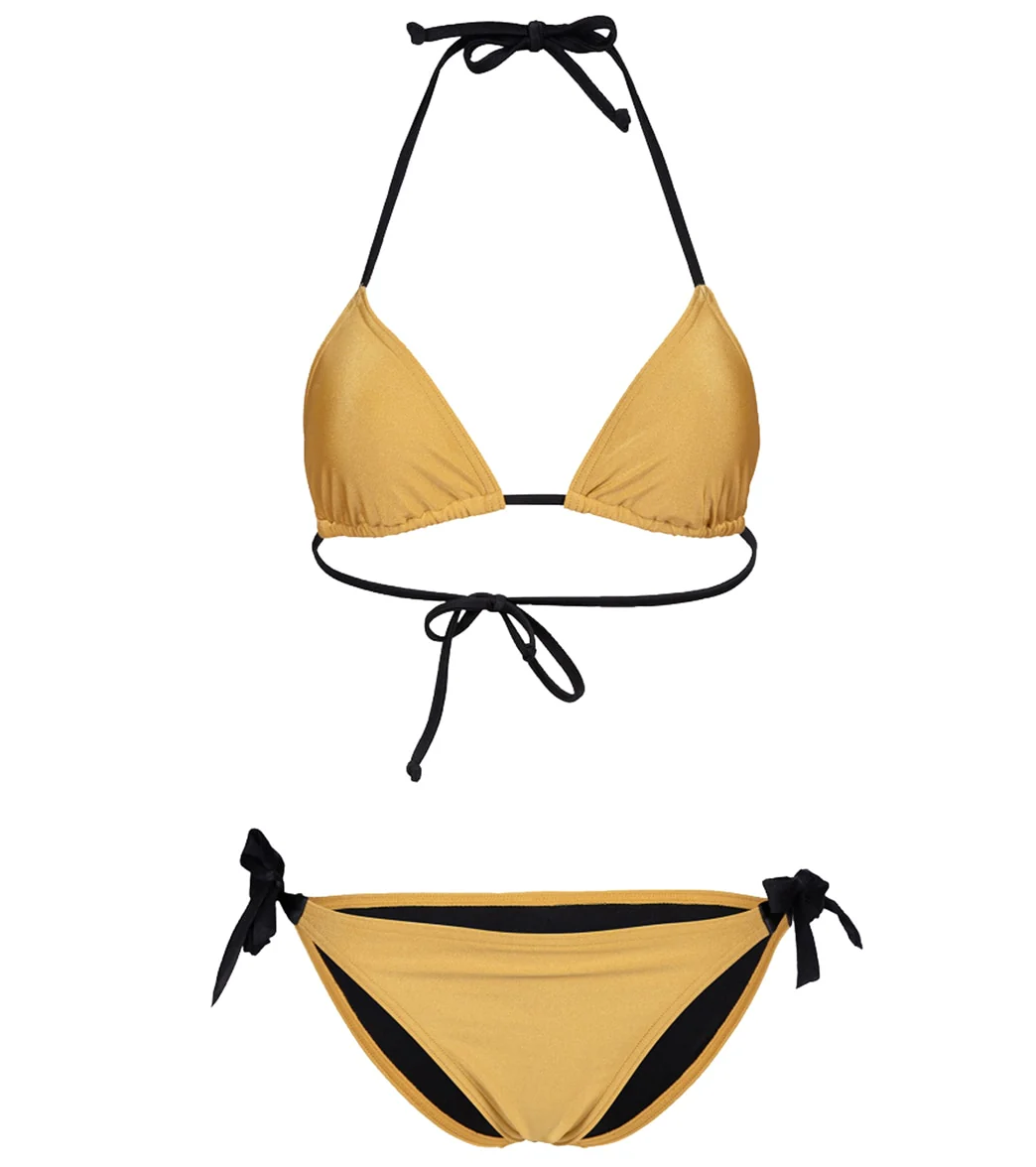 Arena Women's 50th Anniversary Shiny Gold Triangle Bikini Top - Image 6
