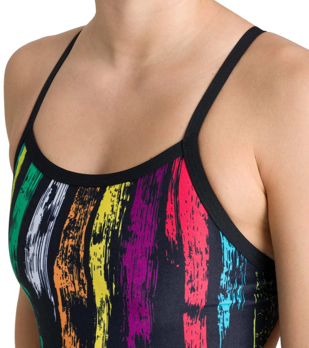 Arena Women's Team Painted Stripes Challenge Back One Piece Swimsuit - Image 31