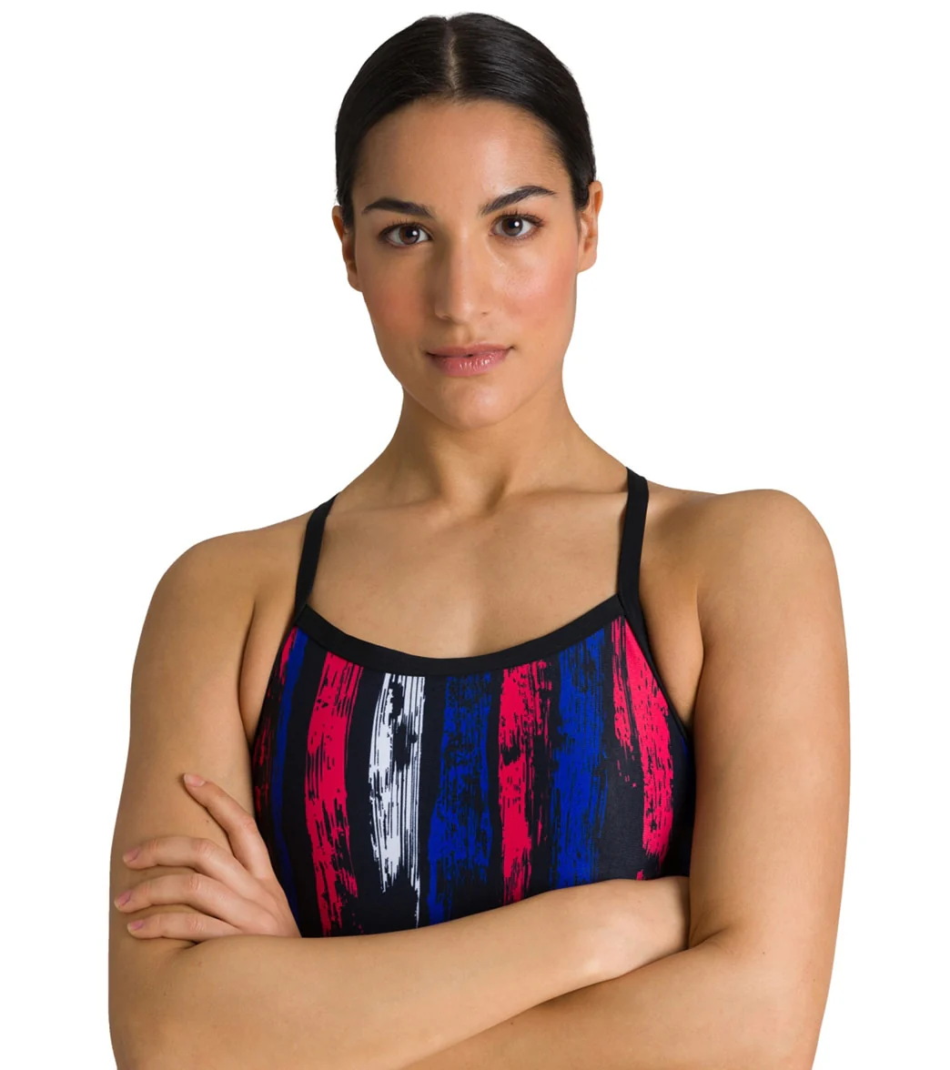 Arena Women's Team Painted Stripes Challenge Back One Piece Swimsuit - Image 40