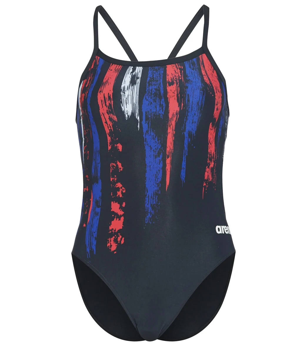 Arena Women's Team Painted Stripes Challenge Back One Piece Swimsuit - Image 42