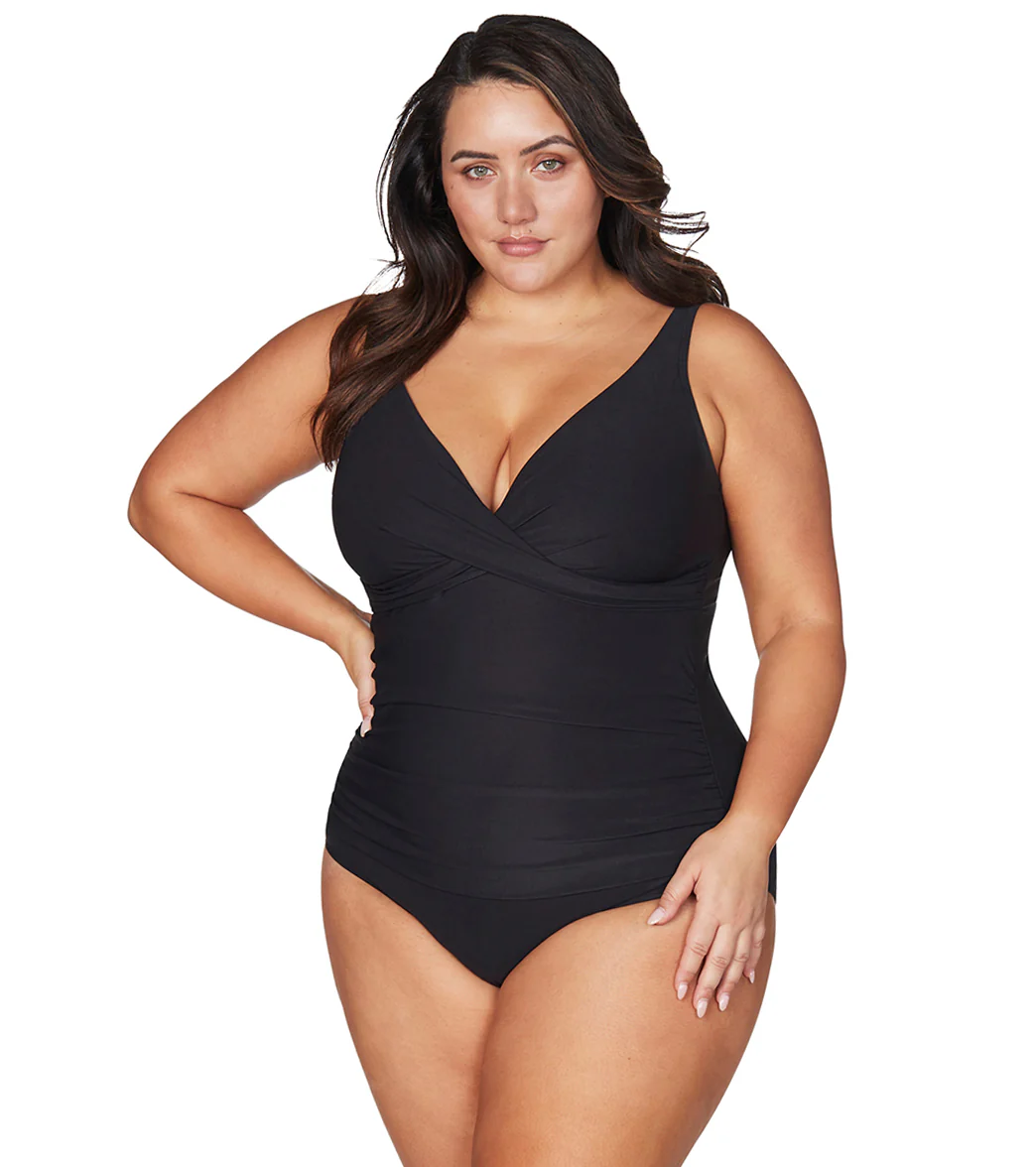 Artesands Woman's Plus Size Hues Delacroix Cross Front One Piece Swimsuit (Multifit D-G Cup) - Image 7