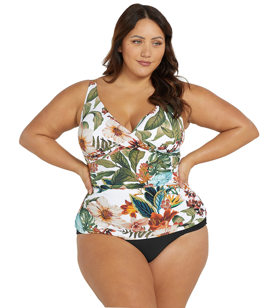 Artesands Woman's Plus Size Into The Saltu Delacroix Tankini Top ( Multifit D-G Cup)