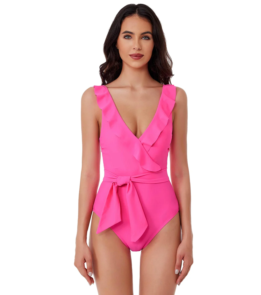 BCA by Rebecca Virtue Women's Ruffle Romance Neck One Piece Swimsuit - Image 34