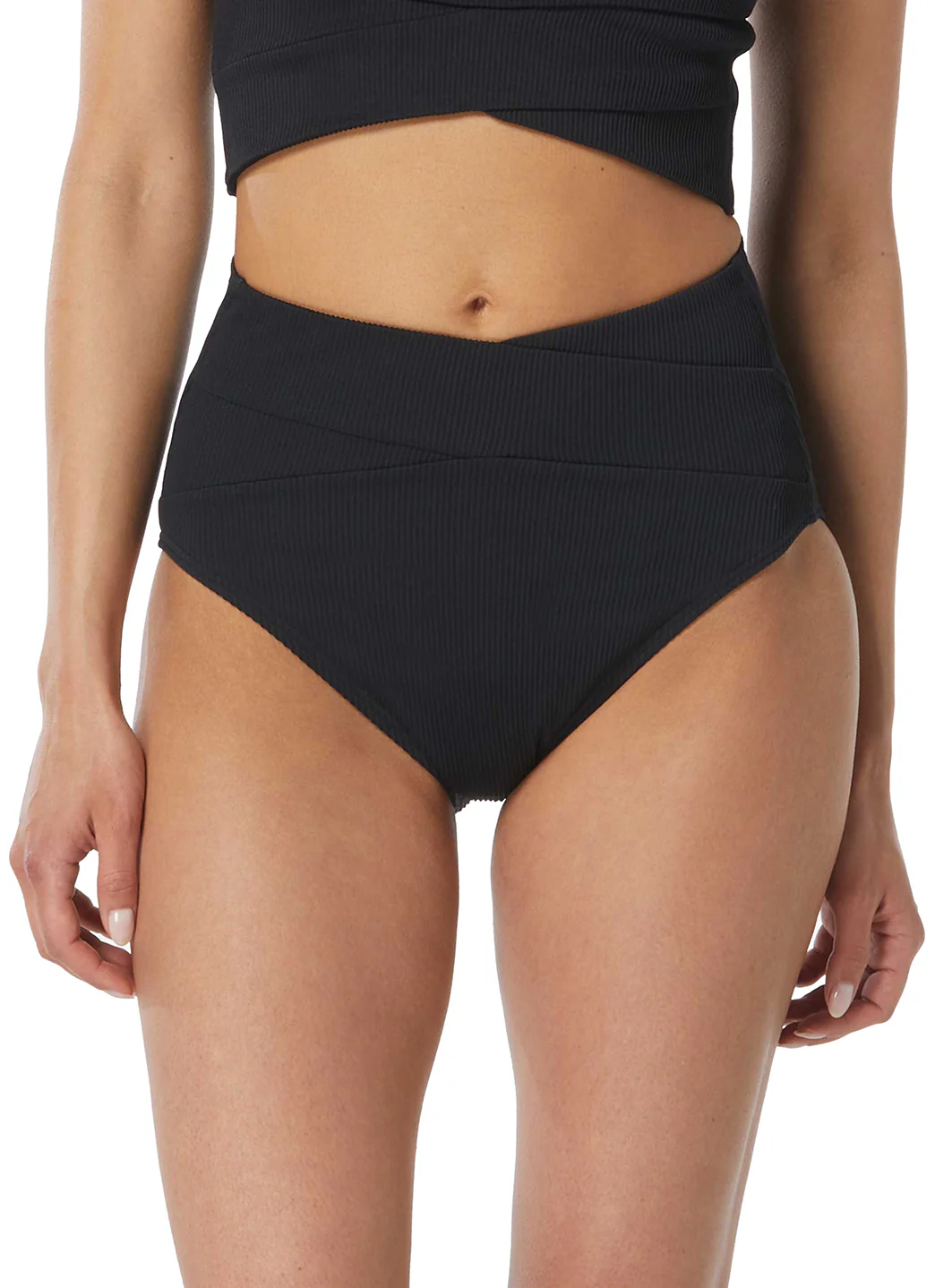 Beach House Sport Women's Solid Rib Nettie High Waist Crossover Bikini Bottom - Image 3