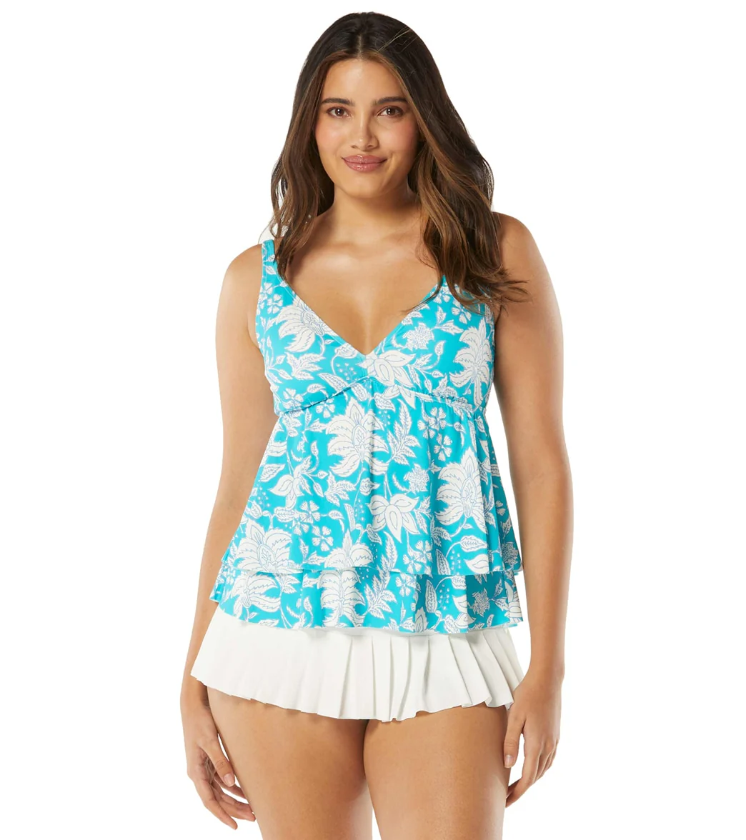 Beach House Women's Coastal Botanical Tana Double Ruffle Tankini Top - Image 5