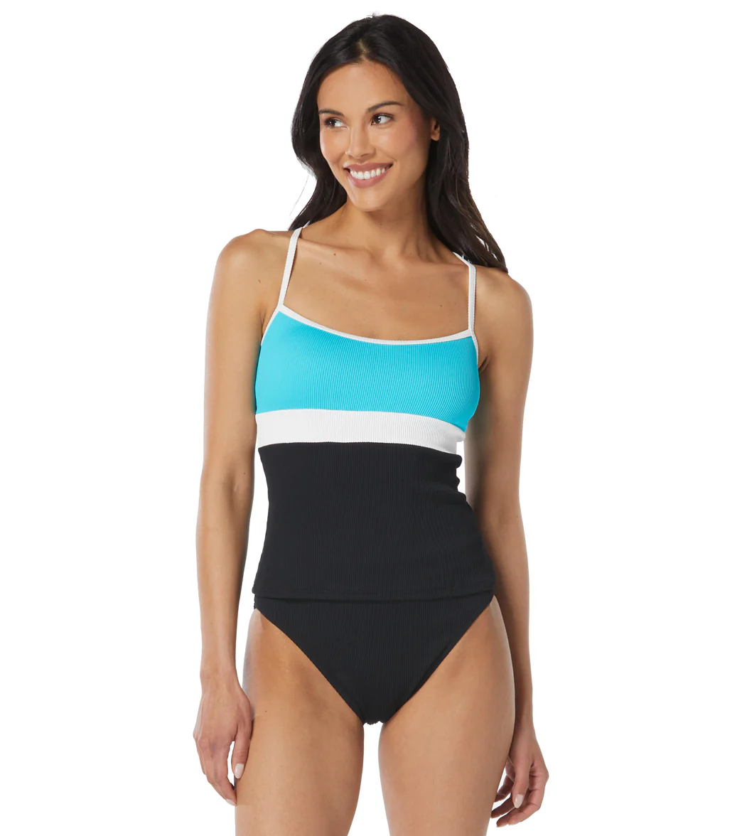 Beach House Women's Color Block Ribbed Flex Color Block Racerback Tankini Top - Image 2