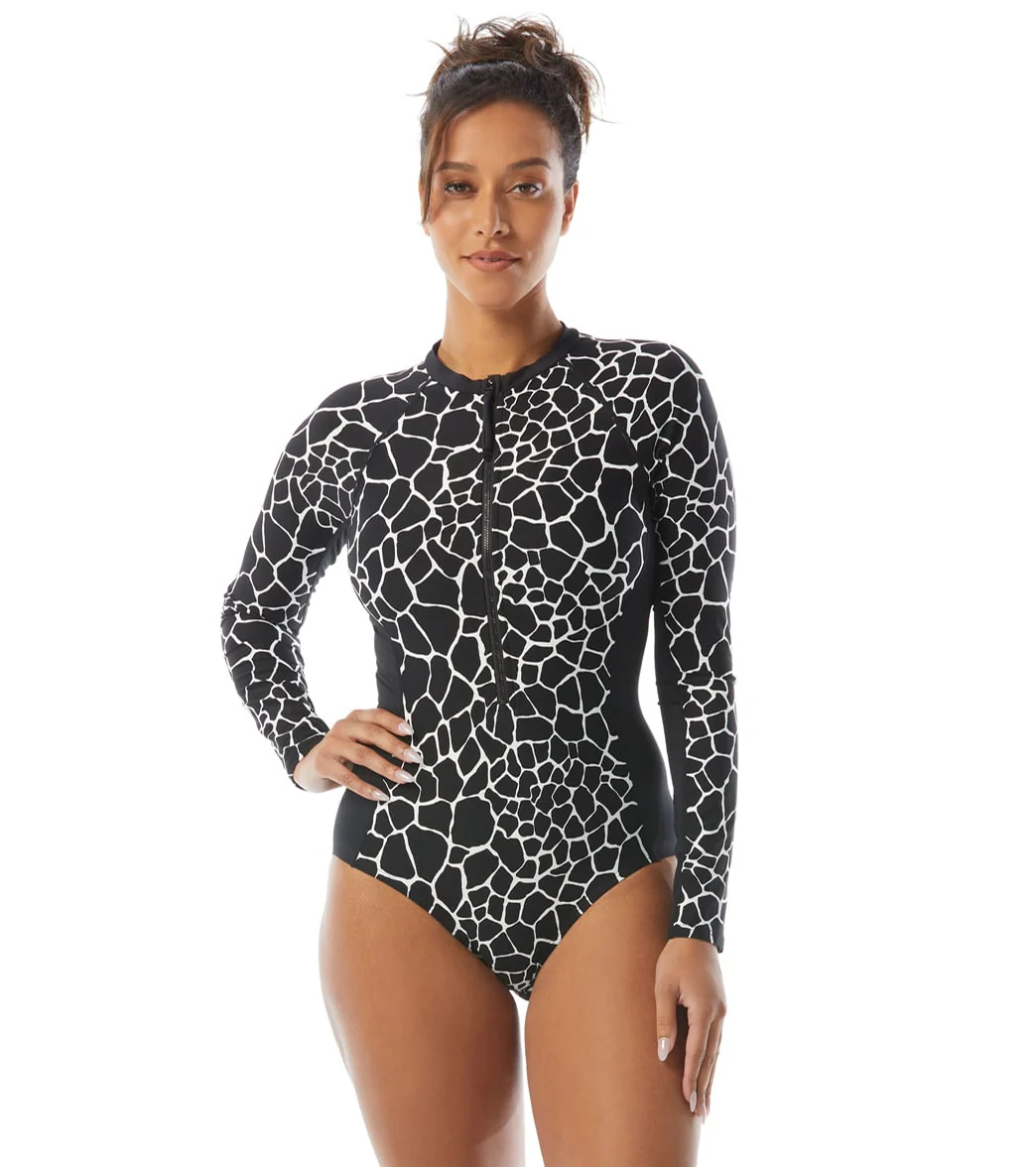 Beach House Women's Desert Giraffe Sculpt Long Sleeve Zip Front Two Piece Swimsuit - Image 2