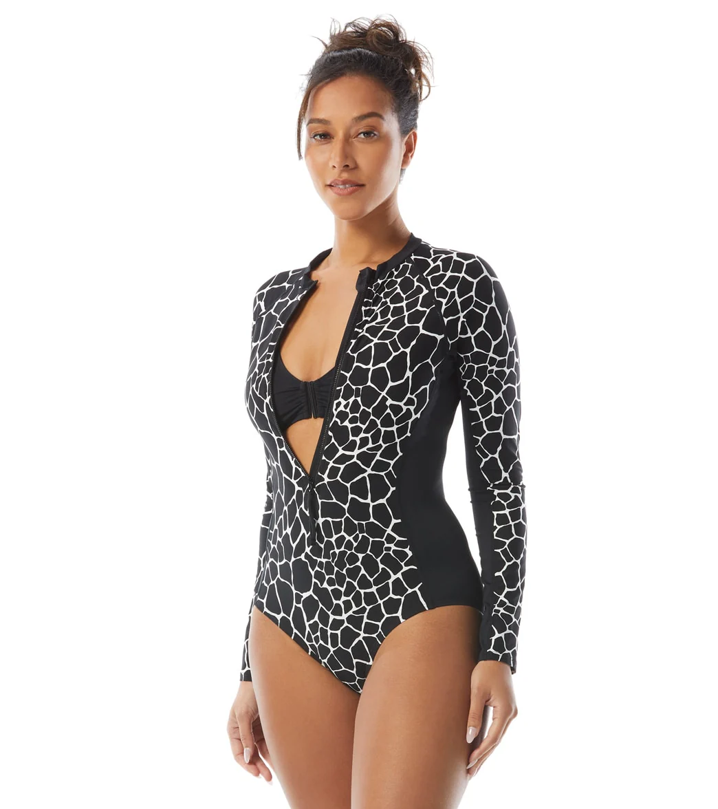 Beach House Women's Desert Giraffe Sculpt Long Sleeve Zip Front Two Piece Swimsuit - Image 8