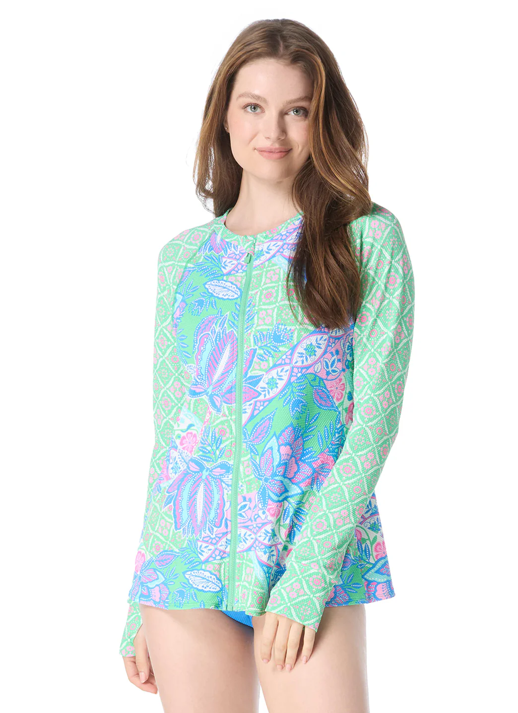 Beach House Women's Estate Mosaic Mary Pique Long Sleeve Zip Front Rashguard - Image 3
