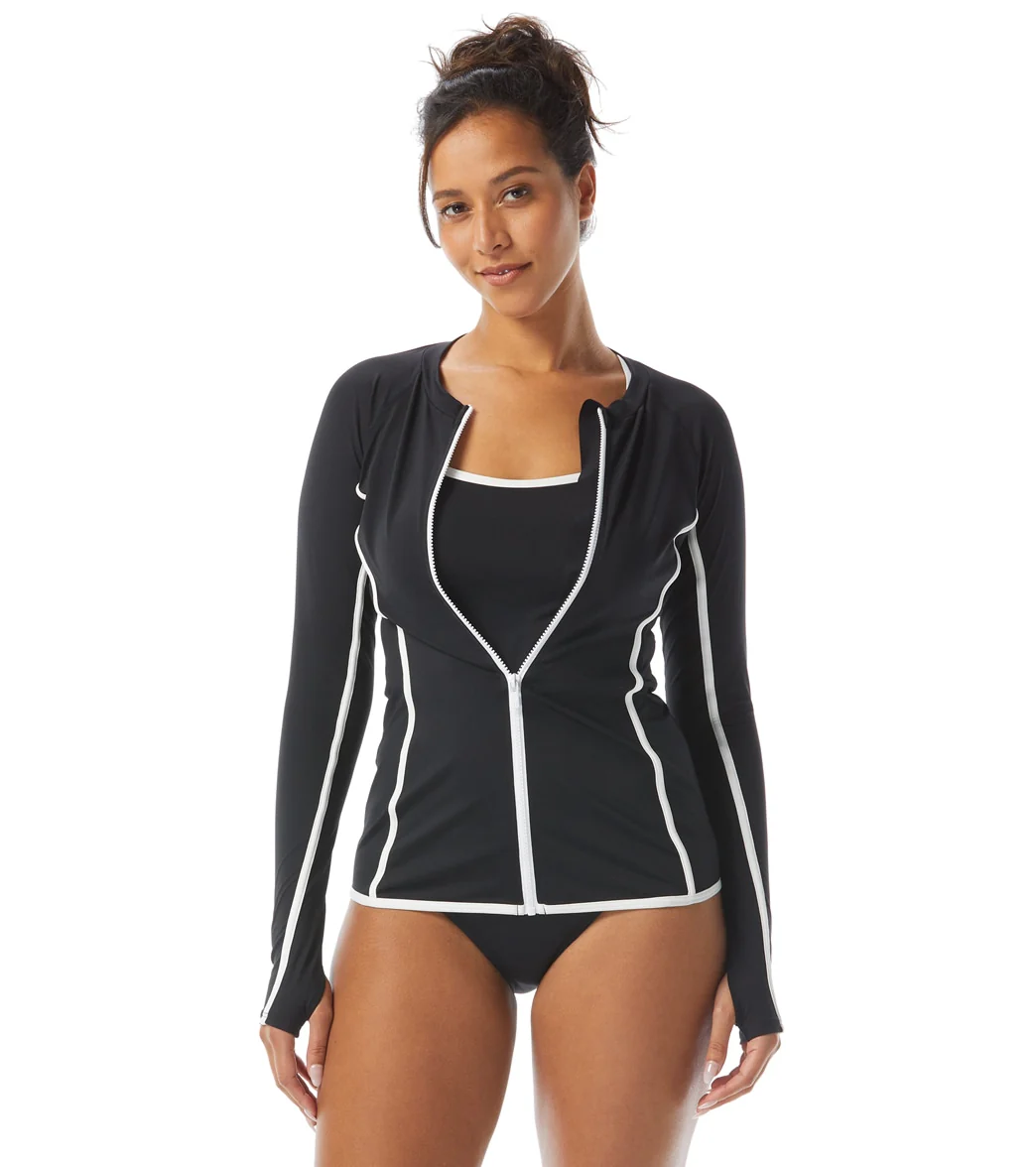 Beach House Women's Piping Solid Ava Zip Front Rash Guard - Image 6