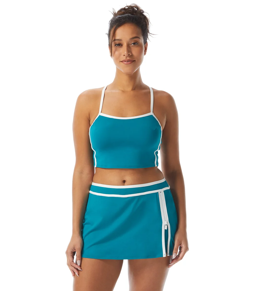 Beach House Women's Piping Solid Plateau Racer Back Crop Top - Image 4