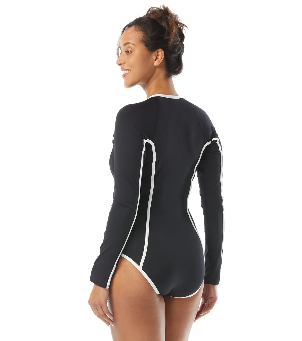 Beach House Women's Piping Solid Sculpt Long Sleeve Zip Front Two Piece Swimsuit - Image 7