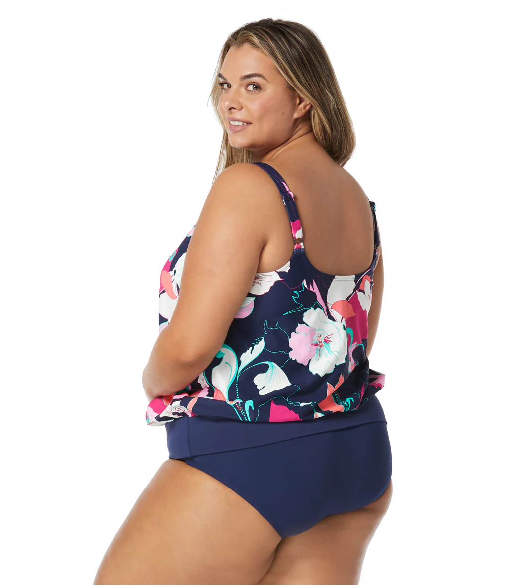 Beach House Women's Plus Size Avalon Floral Sarah Blouson Tankini Top - Image 2