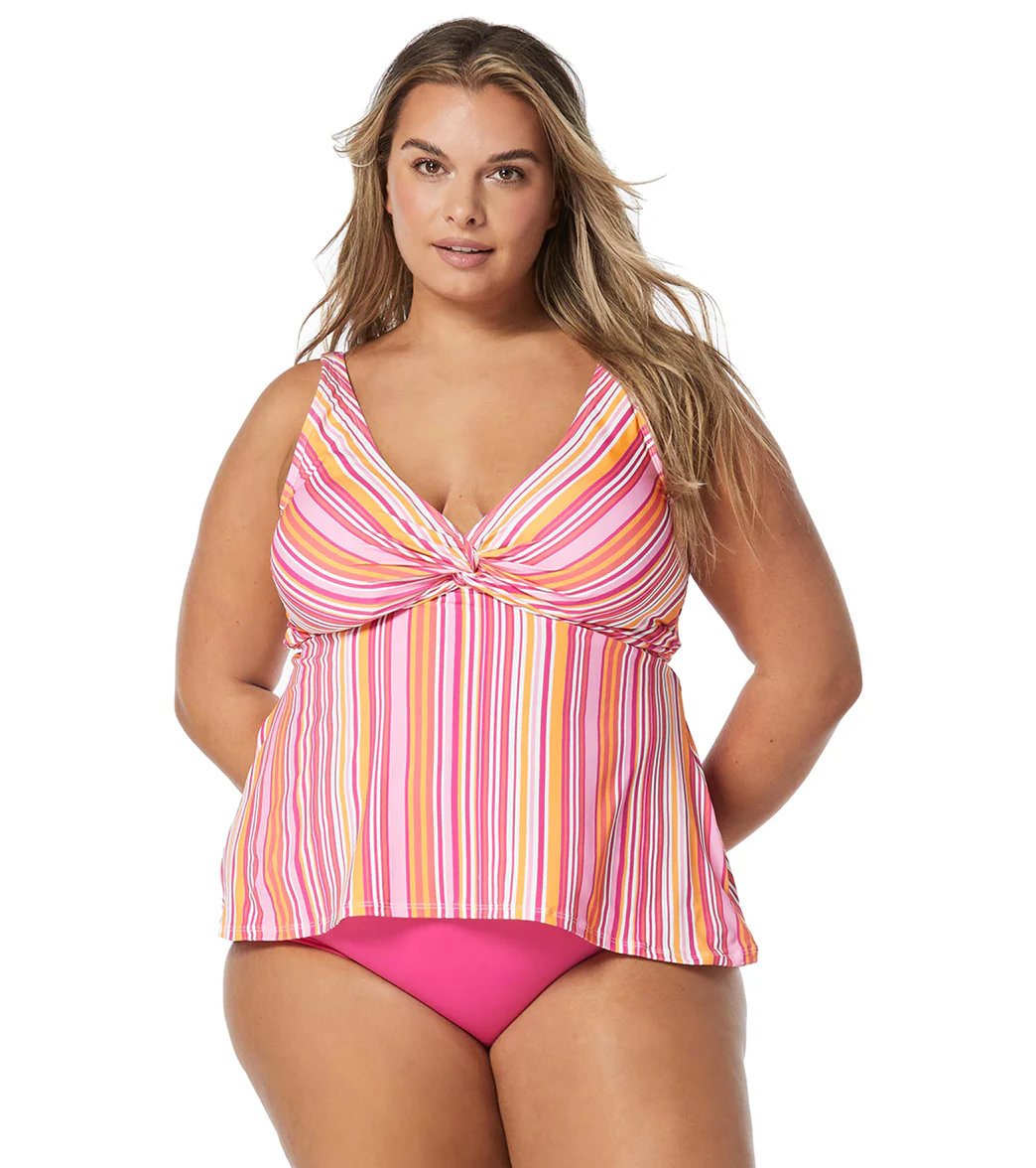 Beach House Women's Plus Size Beach Club Stripe Willow Fly Away Hem Tankini Top - Image 4