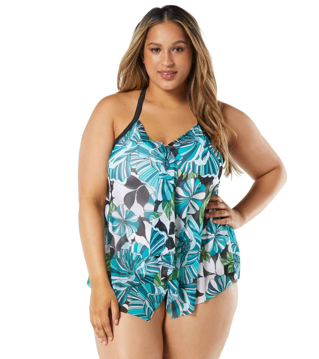 Beach House Women's Plus Size Deco Garden Kerry Mesh Layer Tankini - Image 8