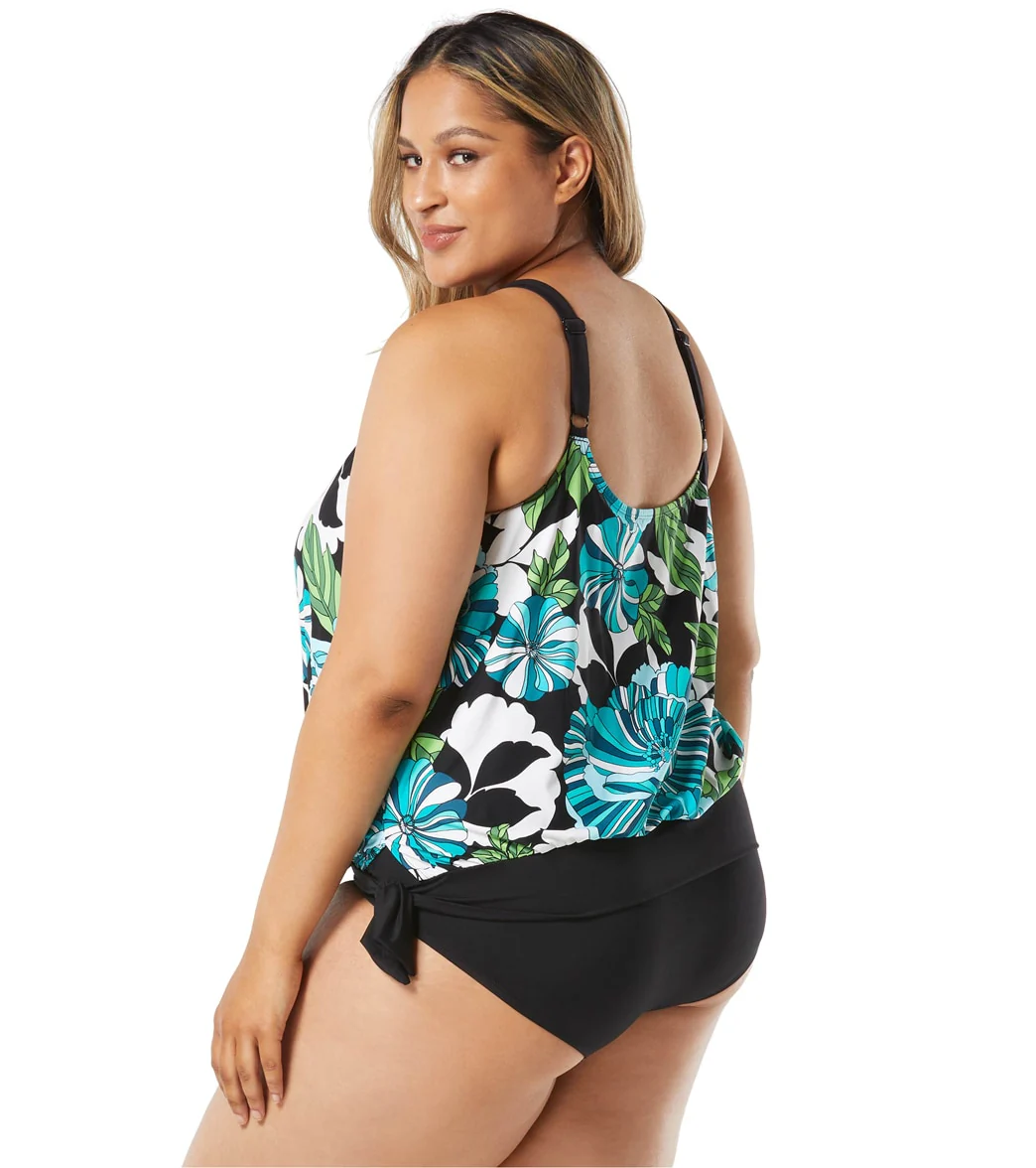 Beach House Women's Plus Size Deco Garden Sarah Side Tie Blouson Tankini - Image 2