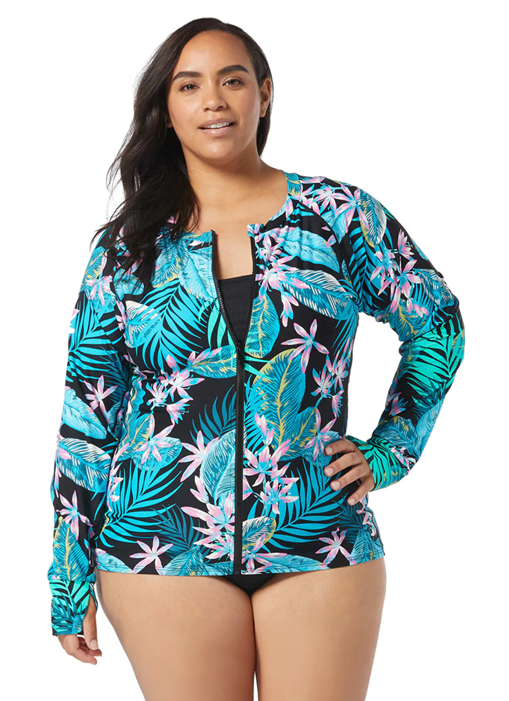 Beach House Women's Plus Size Delray Beach Ava Long Sleeve Zip Front Rash Guard - Image 5
