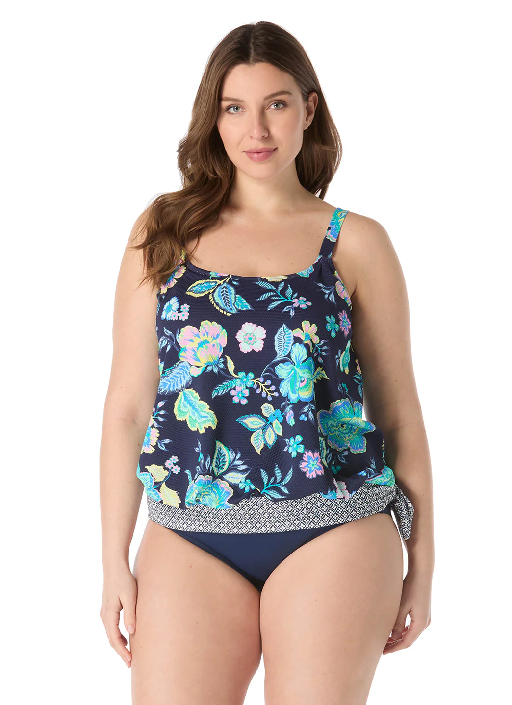 Beach House Women's Plus Size Diamond Meadows Pique Sarah Blouson Tankini Top - Image 2
