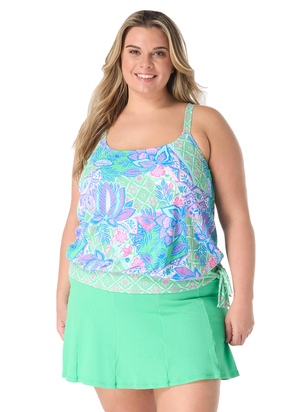 Beach House Women's Plus Size Estate Mosaic Pique Sarah Blouson Tankini Top - Image 2