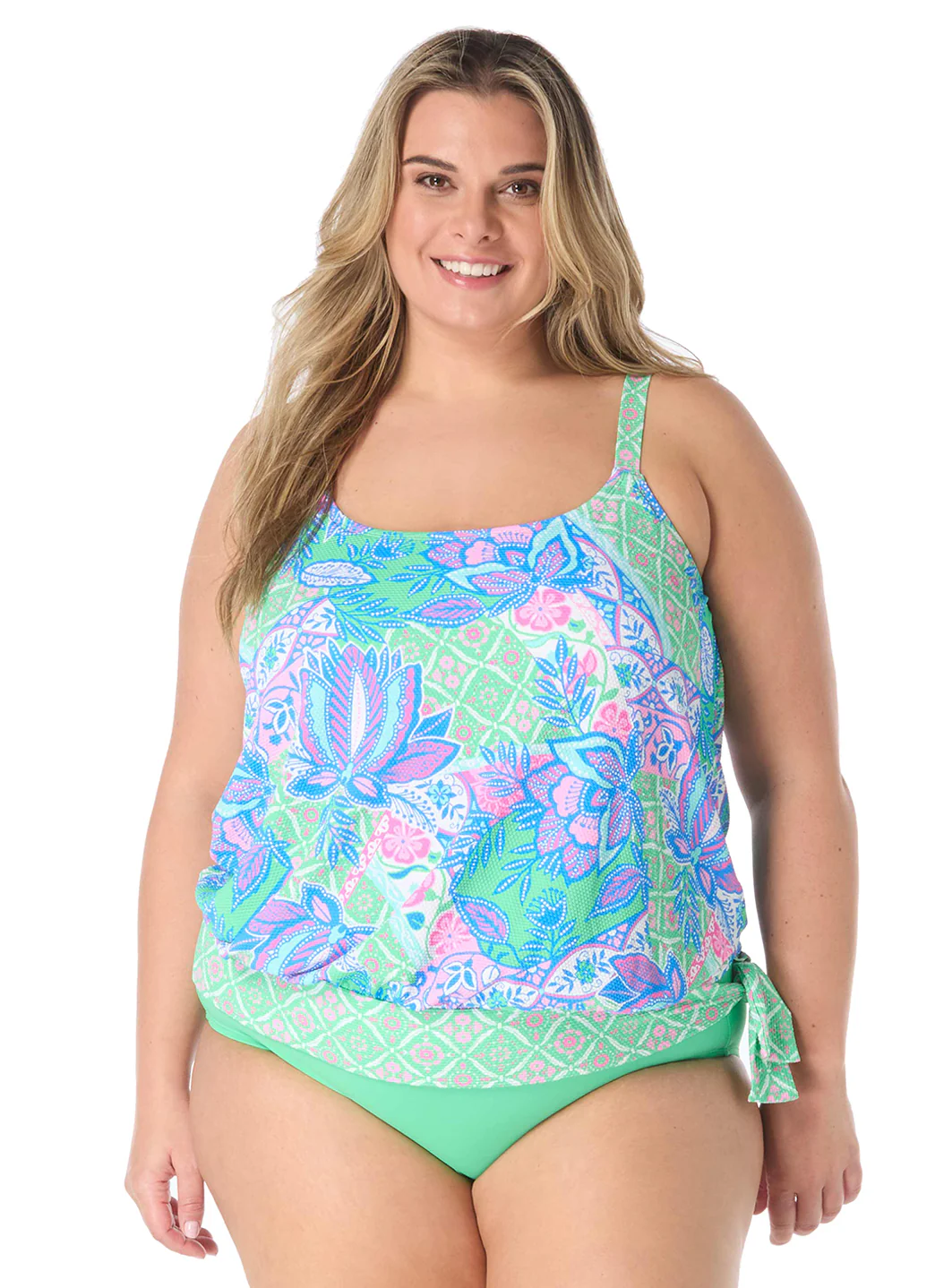 Beach House Women's Plus Size Estate Mosaic Pique Sarah Blouson Tankini Top - Image 5