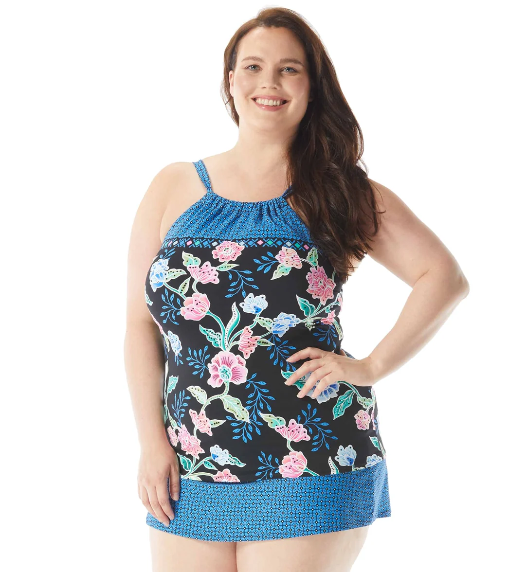 Beach House Women's Plus Size Floral Fantasy Blair Tankini Top - Image 10