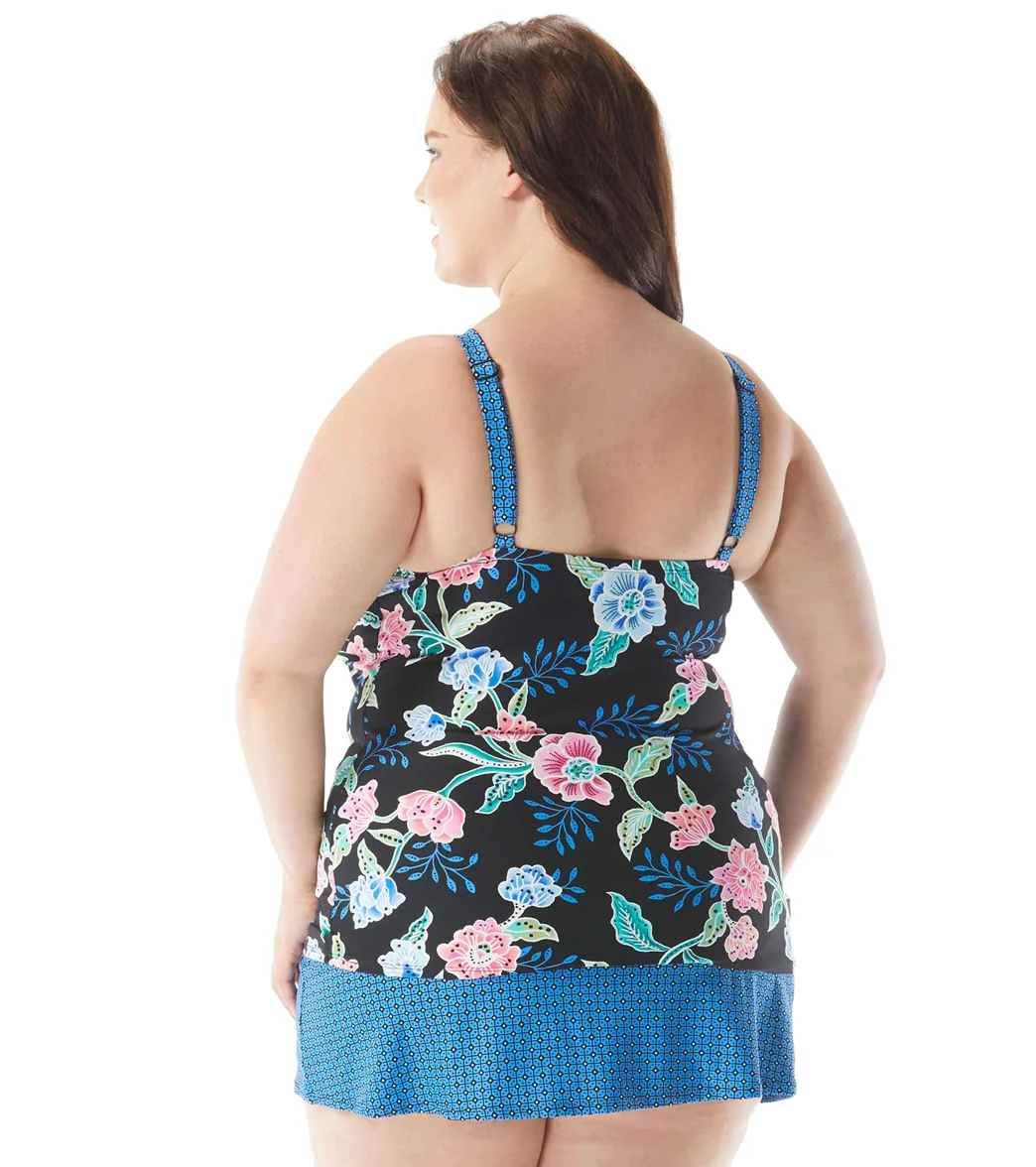 Beach House Women's Plus Size Floral Fantasy Blair Tankini Top - Image 11