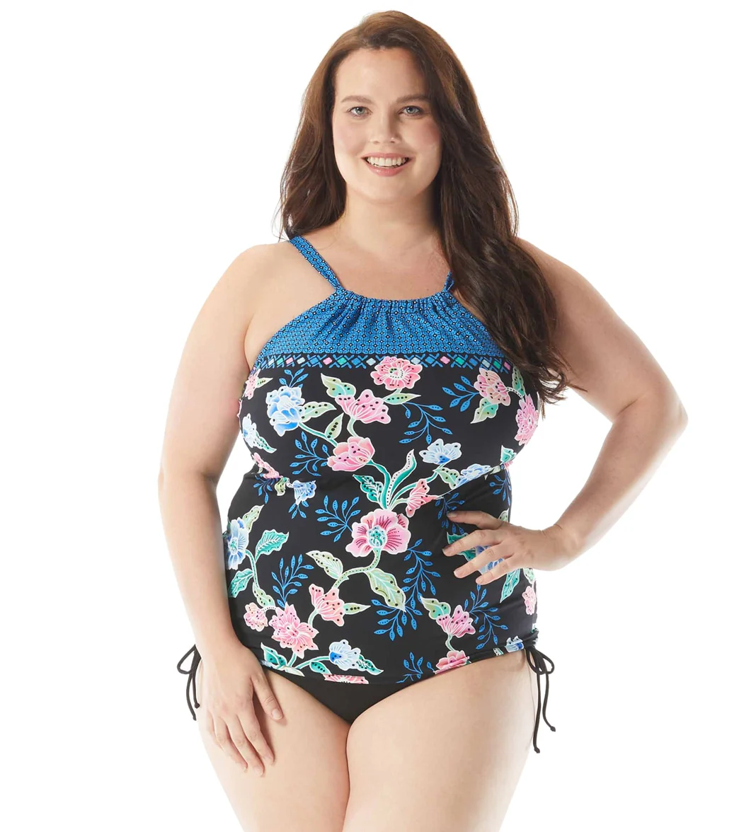 Beach House Women's Plus Size Floral Fantasy Blair Tankini Top - Image 13