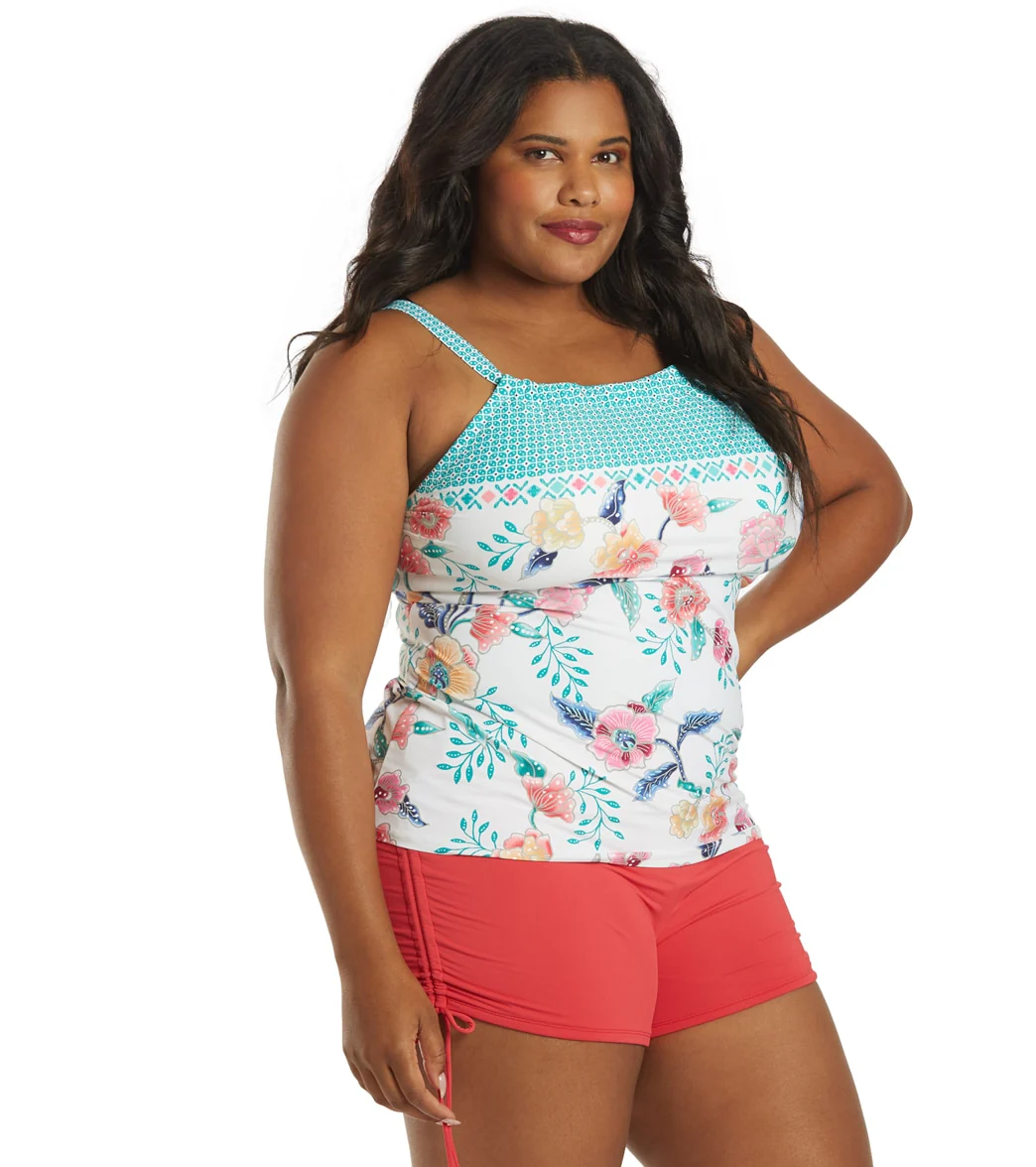 Beach House Women's Plus Size Floral Fantasy Blair Tankini Top - Image 2