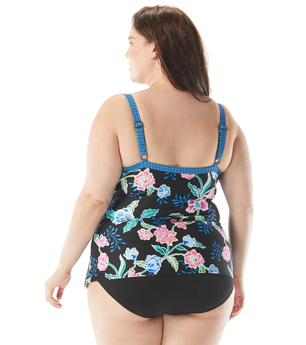 Beach House Women's Plus Size Floral Fantasy Jane Ruffle Tankini  Top - Image 6