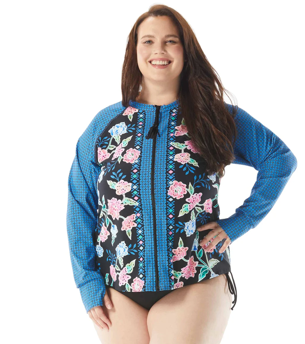 Beach House Women's Plus Size Floral Fantasy Scarlett Sun Guard Long Sleeve Top - Image 13