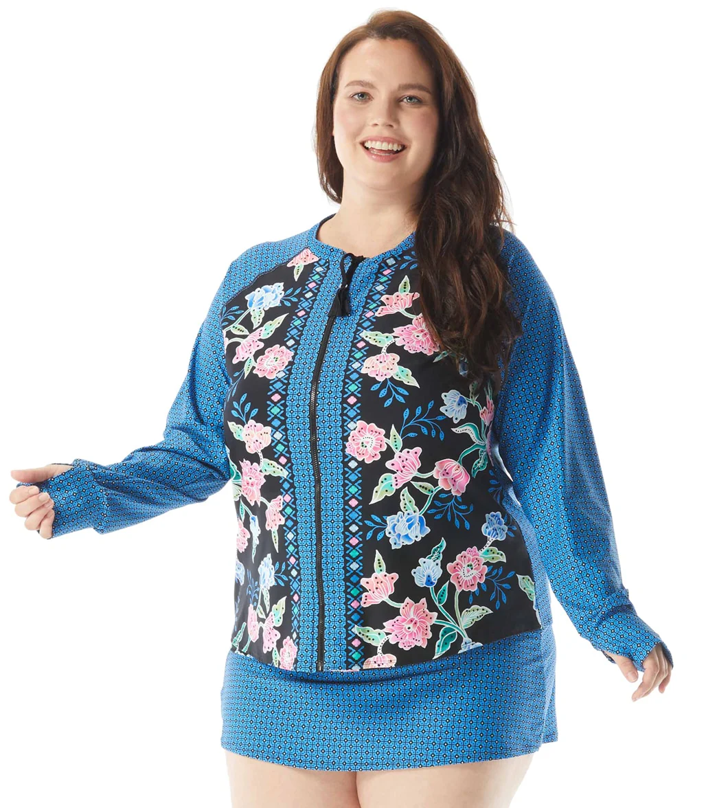 Beach House Women's Plus Size Floral Fantasy Scarlett Sun Guard Long Sleeve Top - Image 9