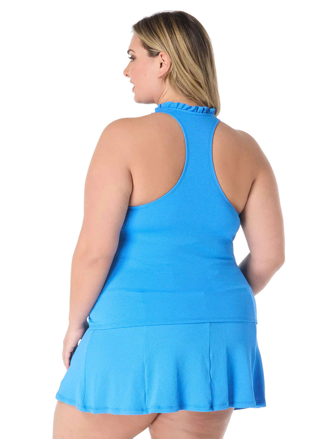 Beach House Women's Plus Size Solid  Nina Ruffle Neckline Racerback Tankini Top - Image 14