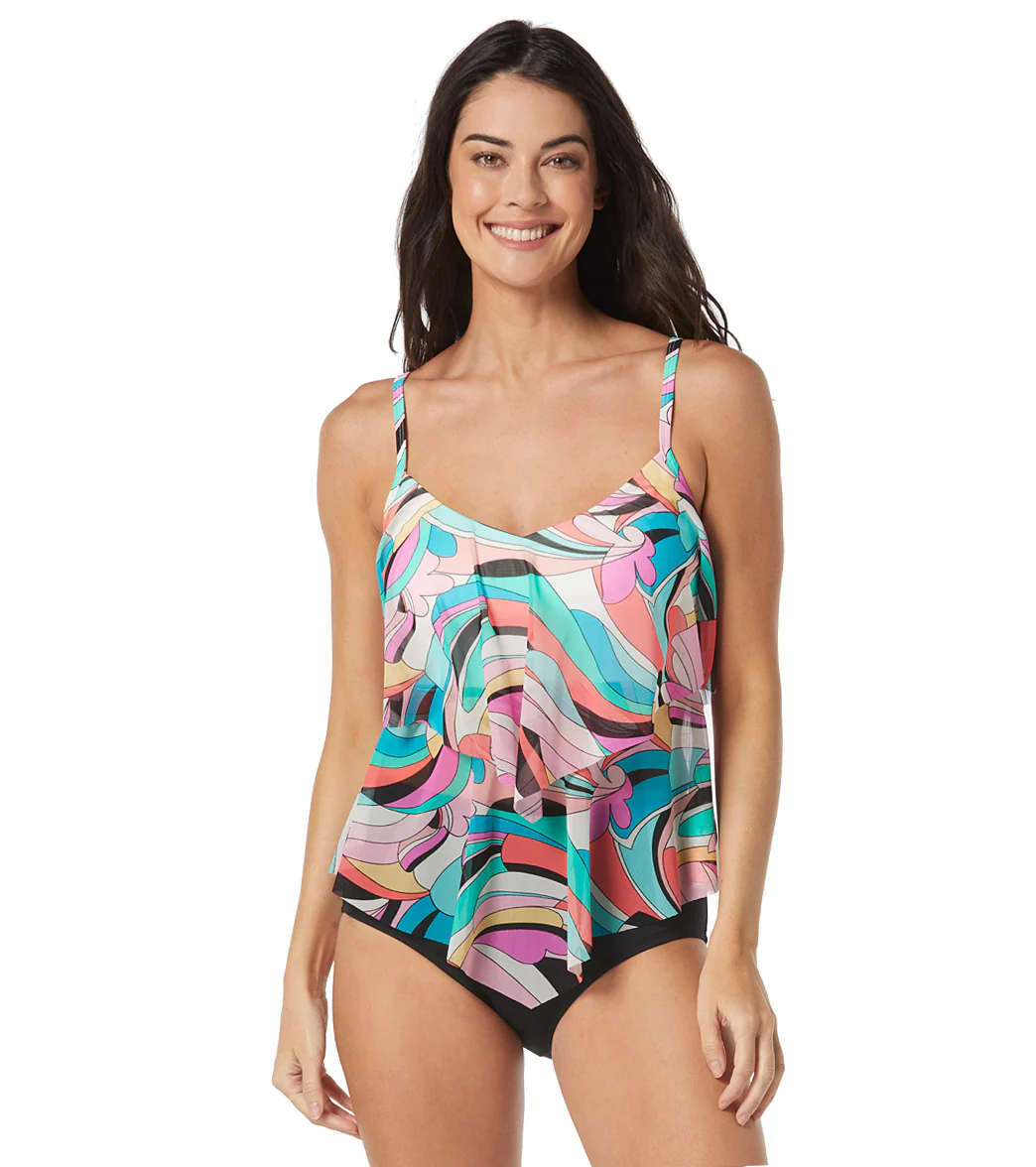 Beach House Women's Saltwater Swirl Portia Mesh Layer Tankini Top - Image 6