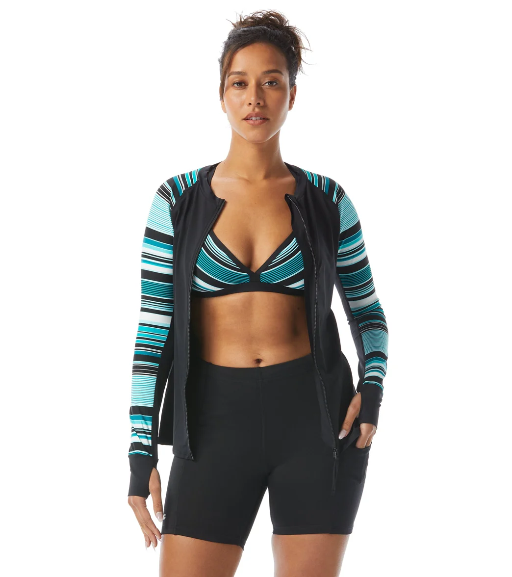 Beach House Women's Shorelines Stripe Ava Long Sleeve Zip Front Rashguard - Image 4