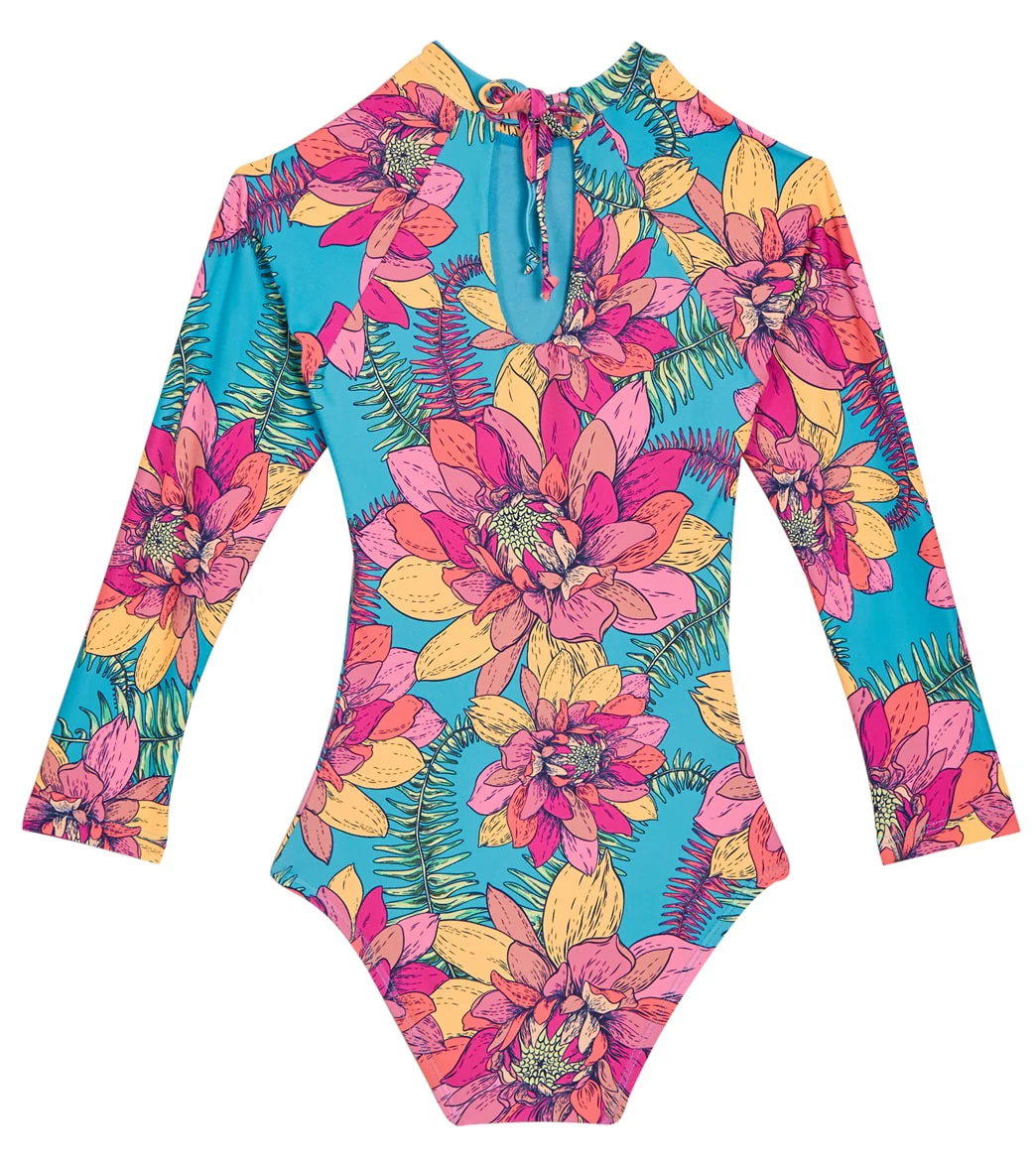 Beach Lingo Girls' Go-Go-Lotus Long Sleeve One Piece Swimsuit (Big Kid) - Image 2