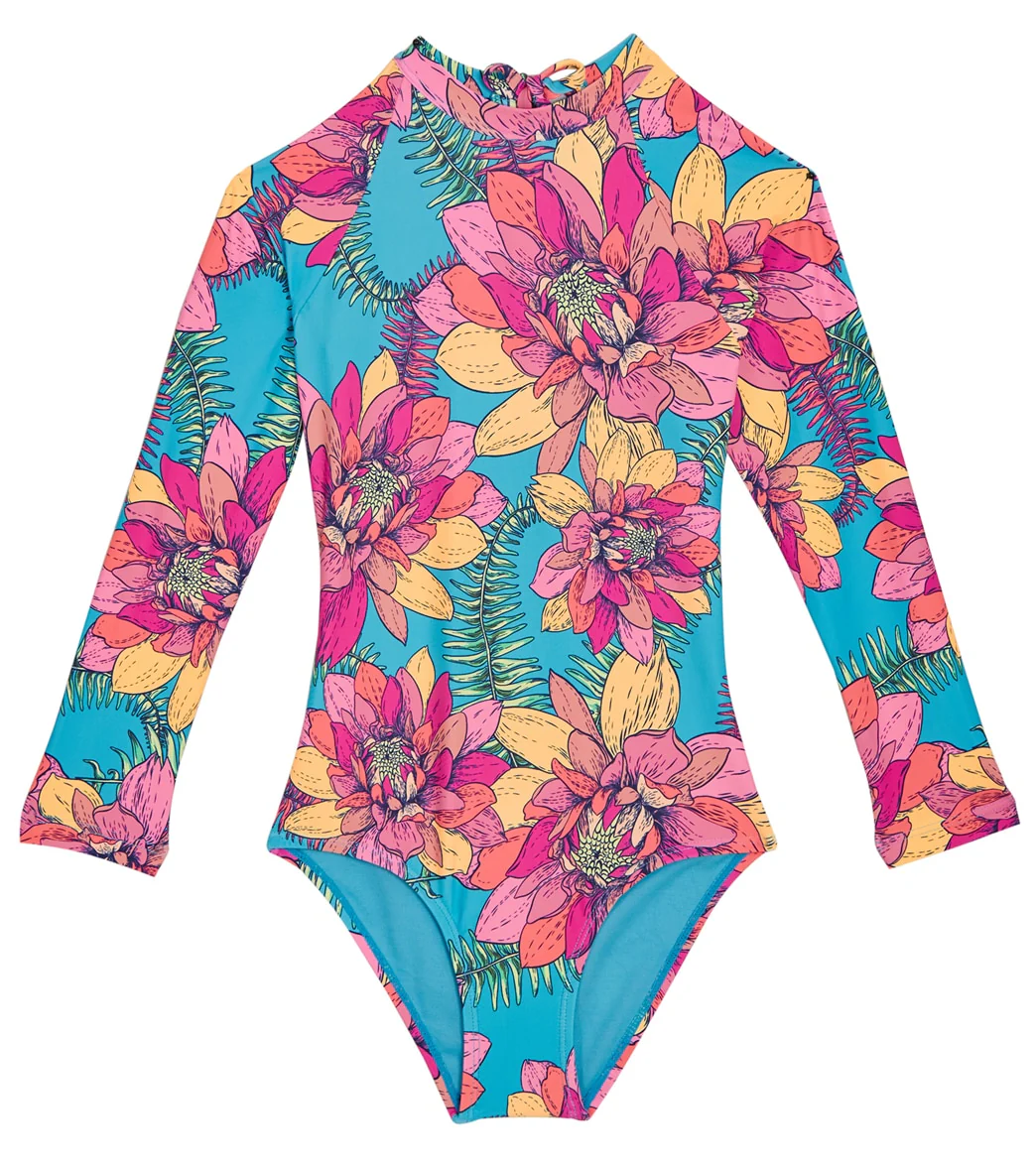 Beach Lingo Girls' Go-Go-Lotus Long Sleeve One Piece Swimsuit (Big Kid) - Image 5