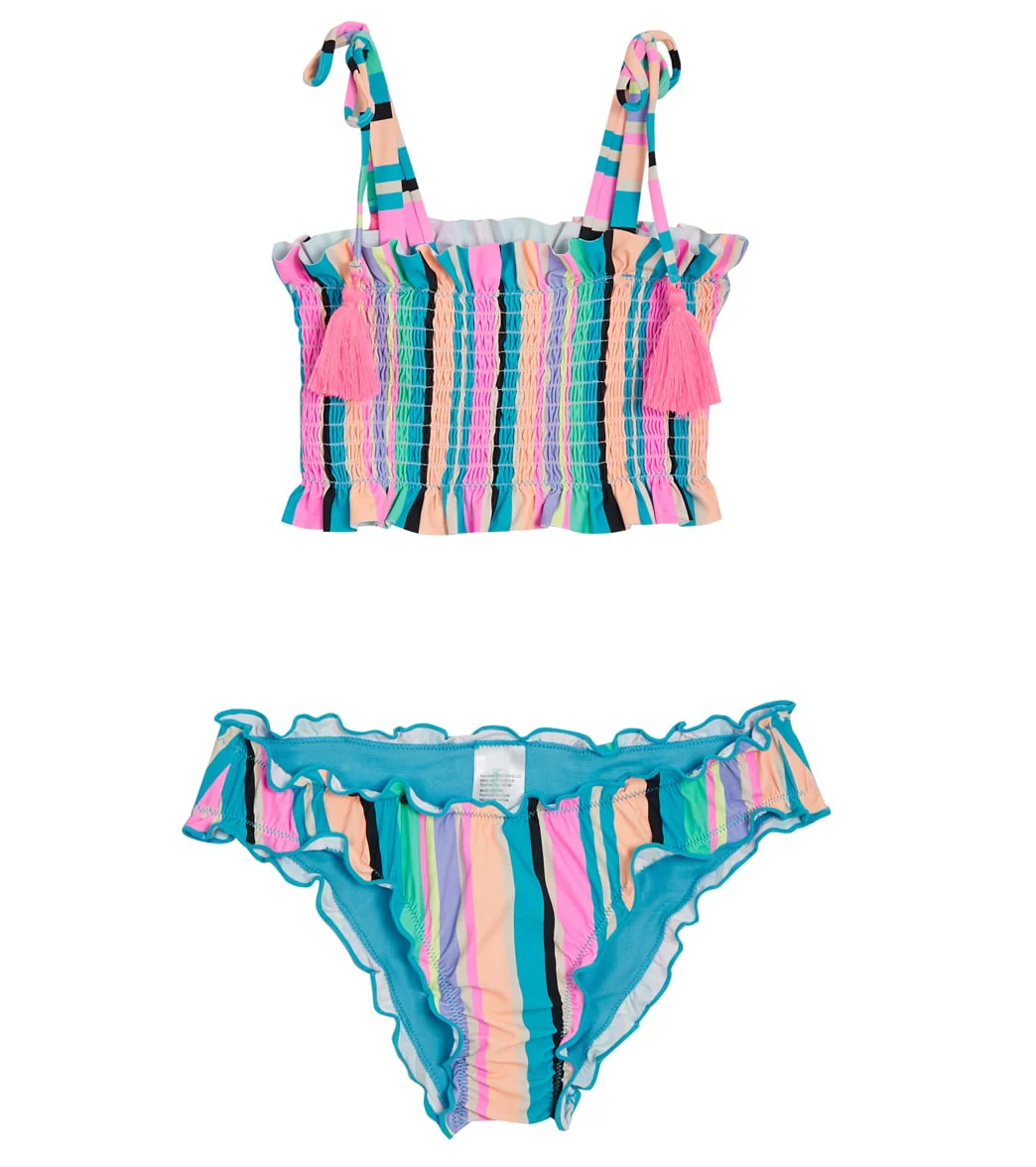 Beach Lingo Girls' Playa Stripe Smocked Two Piece Bikini Set (Big Kid) - Image 5