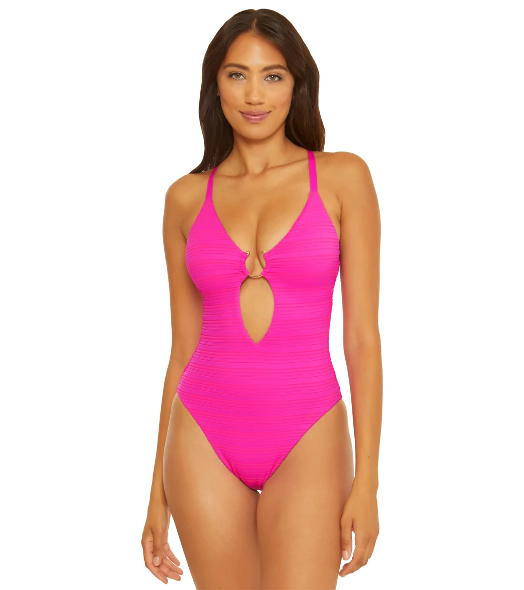 Becca Swim Women's Coast Ariyah Cut Out Plunge One Piece Swimsuit