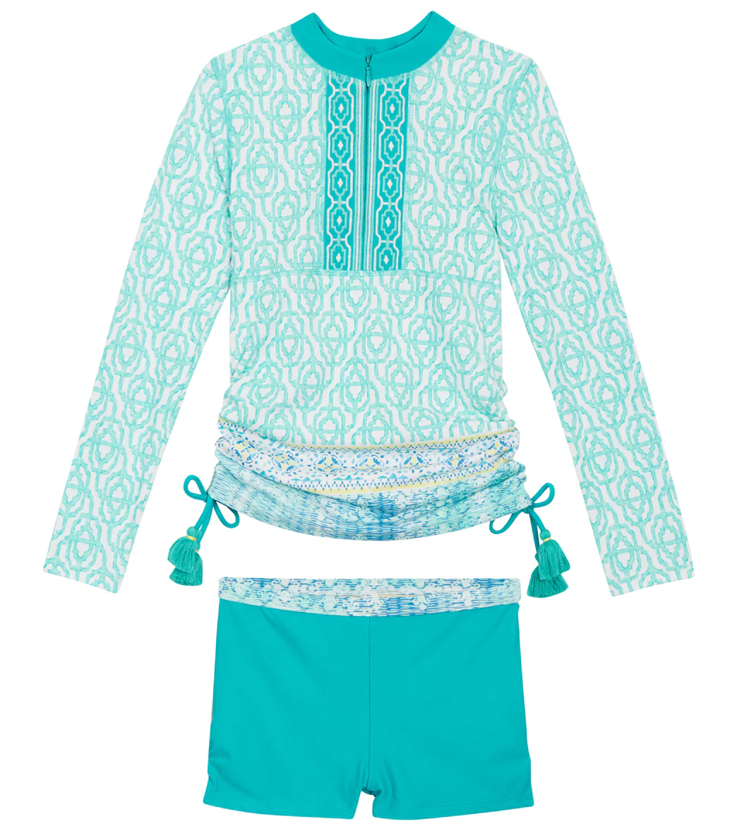 Cabana Life Kids Girls' 2 Piece Rash Guard Swim Set (Little Kid)