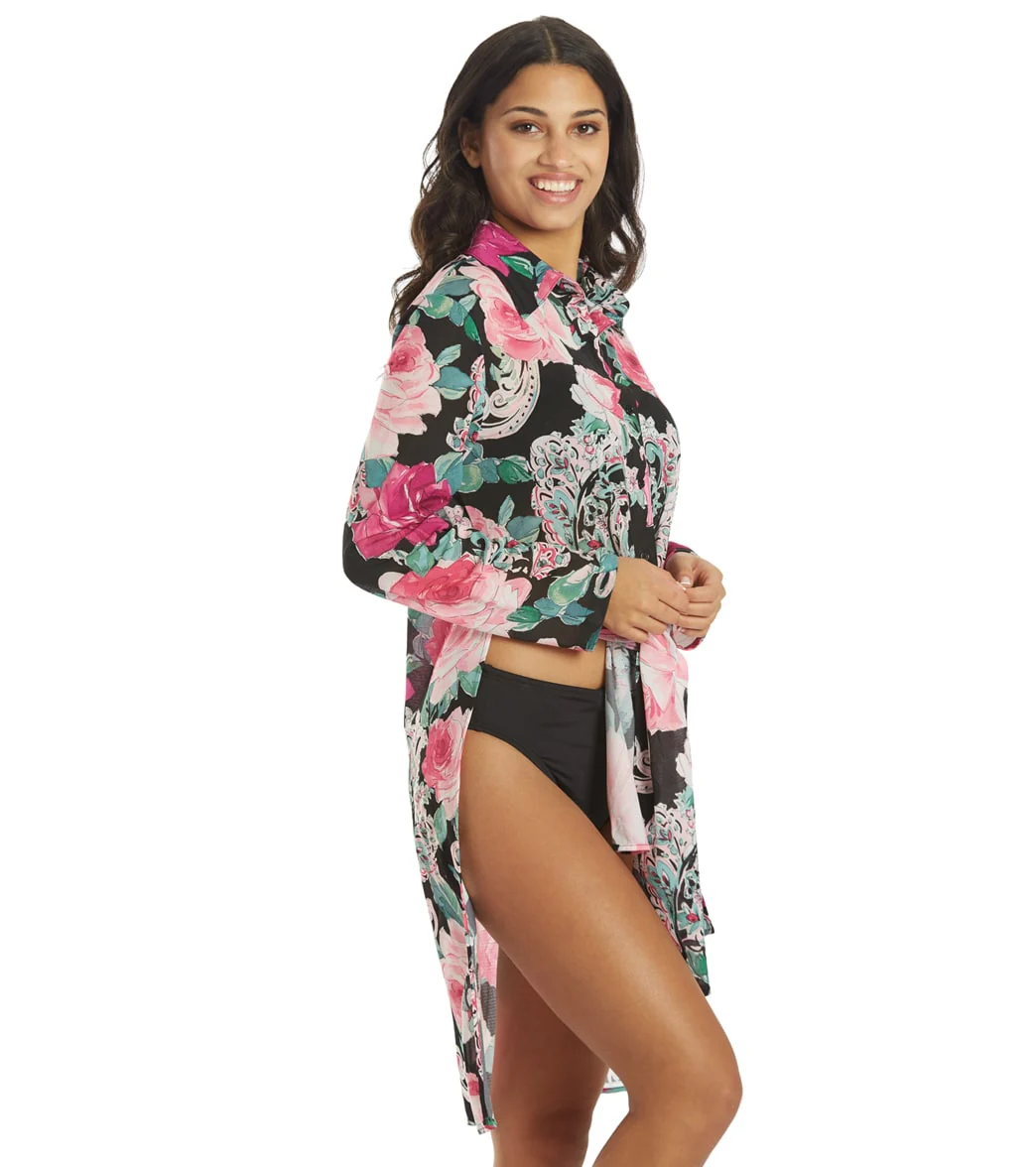 Carmen Marc Valvo Women's Botanica Rosa Cover Up Shirt Dress - Image 2