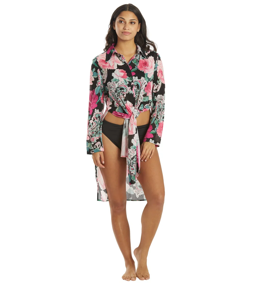 Carmen Marc Valvo Women's Botanica Rosa Cover Up Shirt Dress - Image 4