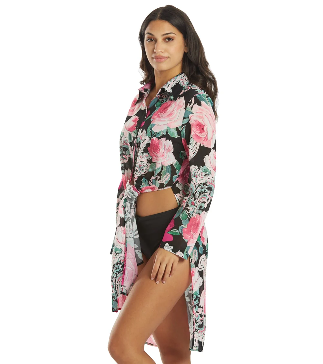 Carmen Marc Valvo Women's Botanica Rosa Cover Up Shirt Dress - Image 5