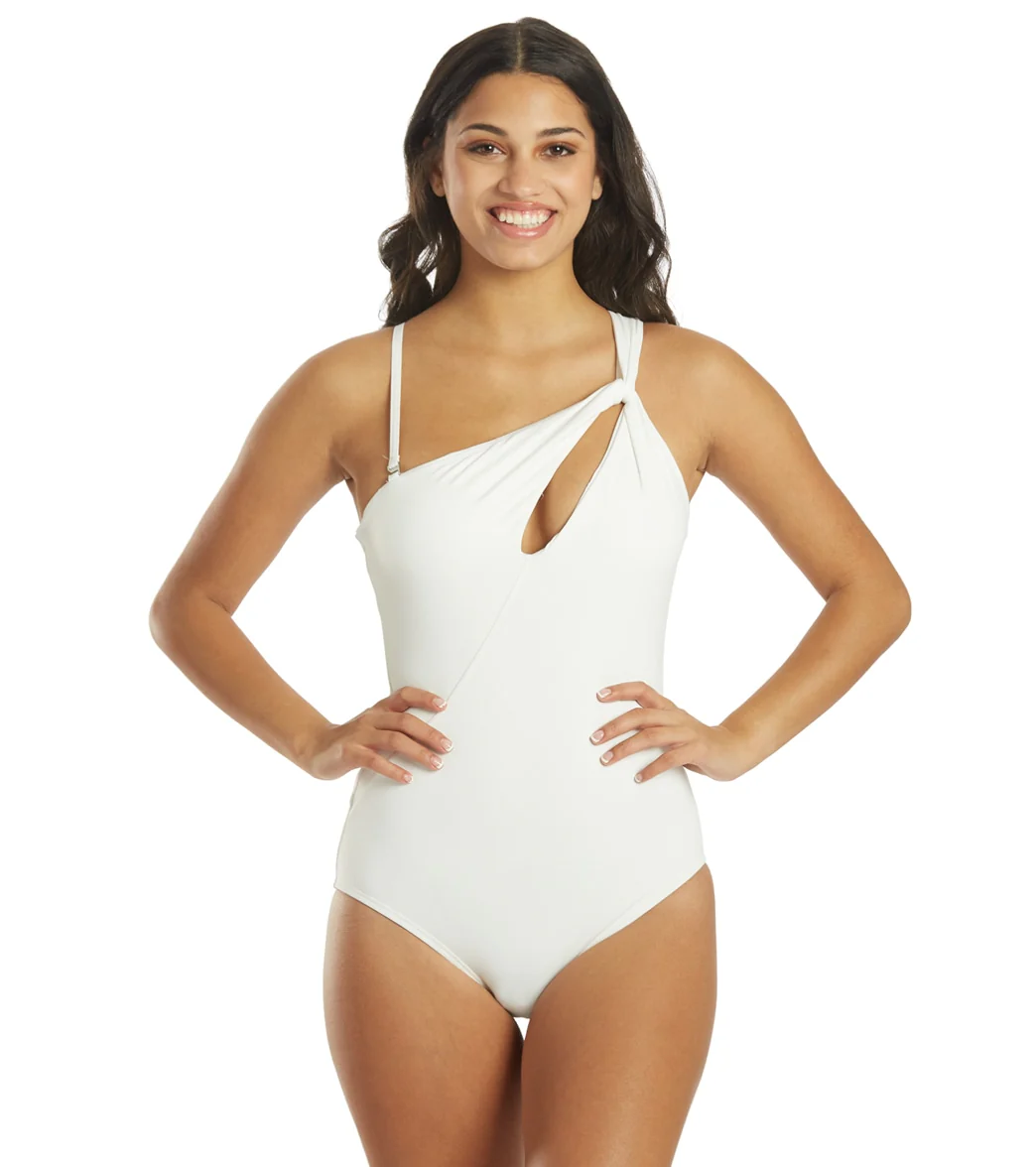 Carmen Marc Valvo Women's Twisted Tides One Shoulder Cut Out One Piece Swimsuit